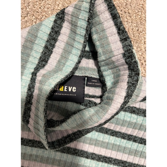Maeve Anthropologie Striped Turtleneck Puff Sleeve Ribbed Knit Top Large - Picture 4 of 6